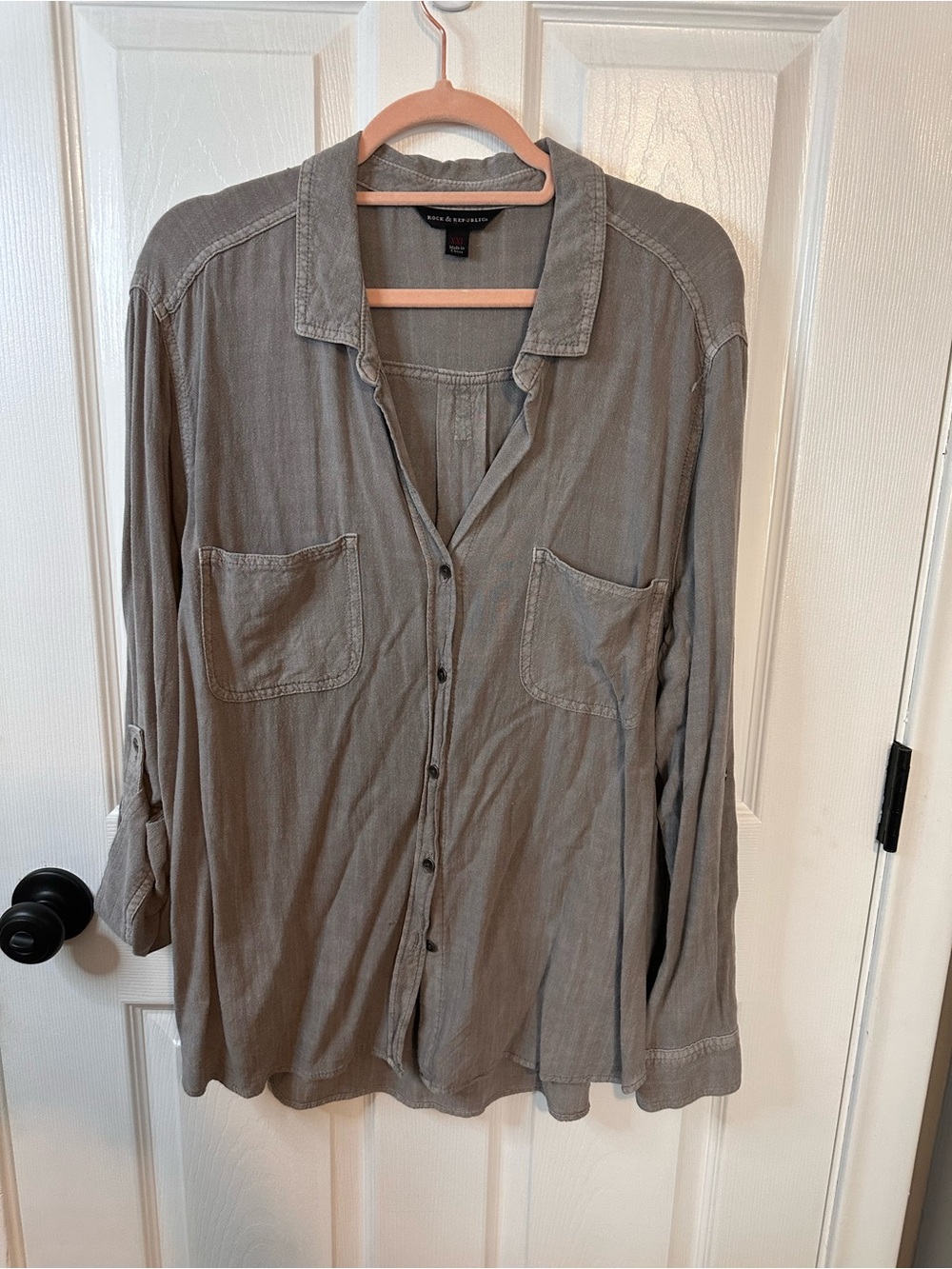 Rock & Republic Gray Button-Up Utility Shirt